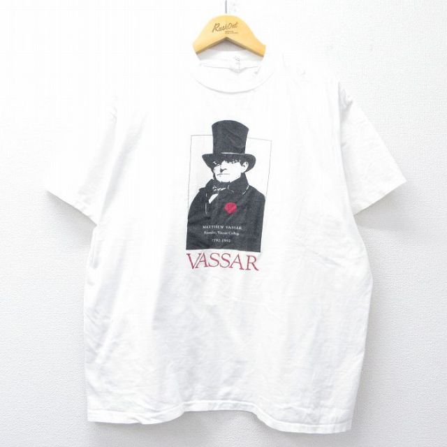 XL★古着 半袖 ビンテージ Tシャツ メンズ 90年代 90s マシューヴァッサー 大きいサイズ コットン クルーネック USA製 白 ホワイト 【spe】 25jul31 中古