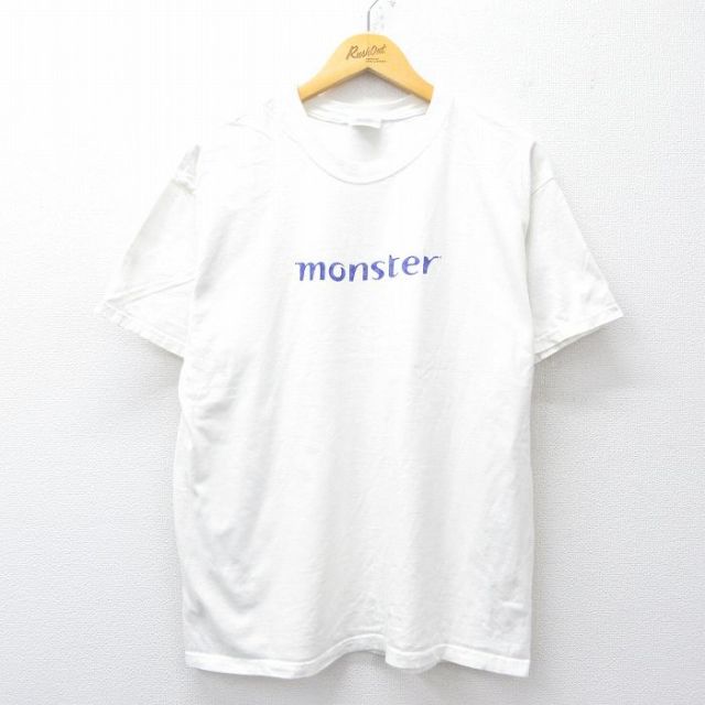 【50%OFF】L★古着 ヘインズ Hanes 半袖 ビンテージ Tシャツ メンズ 00年代 00s モンスター コットン クルーネック 白 ホワイト 【spe】 25jul31 中古