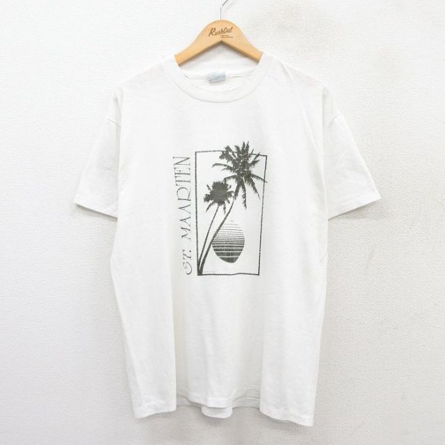 ヘインズ 80s 半袖Tシャツ ヤシの木 ホワイト L | 古着