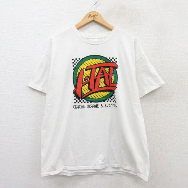 【50%OFF】XL★古着 半袖 ビンテージ Tシャツ メンズ 90年代 90s I TAL 大きいサイズ コットン クルーネック 白 ホワイト 25aug01 中古