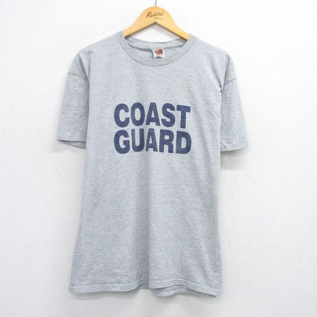 【20%OFF】XL★古着 フルーツオブザルーム 半袖 ビンテージ Tシャツ メンズ 00年代 00s コーストガード クルーネック グレー 霜降り 25aug01 中古