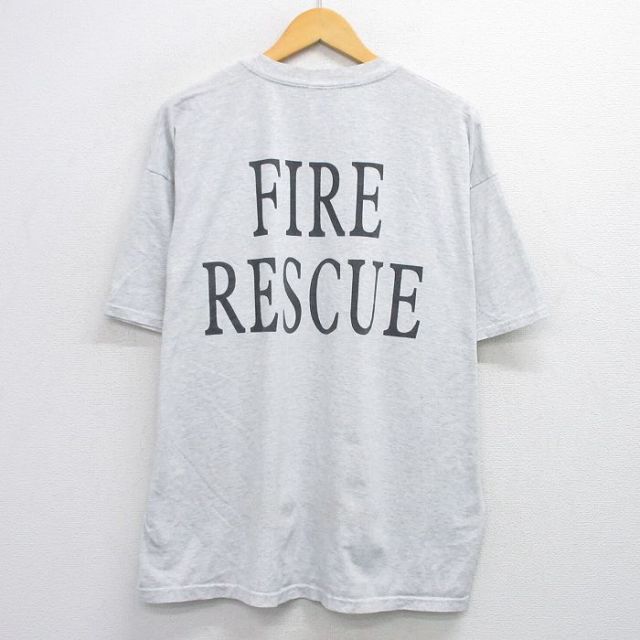【50%OFF】XL★古着 ヘインズ Hanes 半袖 ビンテージ Tシャツ メンズ 00年代 00s ルーニーテューンズ LOONEY TUNES タズ ファイヤーレスキュー 大きいサイズ クルーネック 薄グレー 霜降り 25aug01 中古