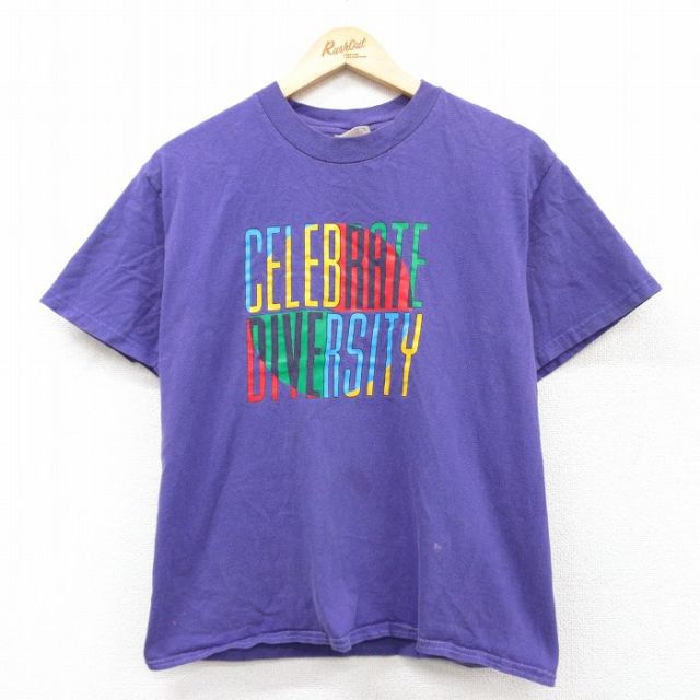 ヘインズ 00s 半袖Tシャツ LELEBRATE DIVERCITY パープル M | 古着