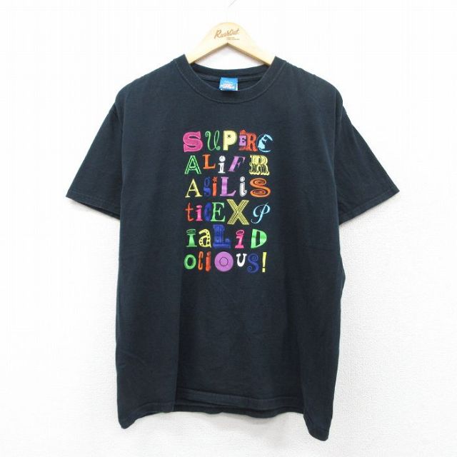 【50%OFF】L★古着 半袖 ビンテージ Tシャツ メンズ 00年代 00s ディズニー DISNEY メリーポピンズ コットン クルーネック 黒 ブラック 25aug01 中古
