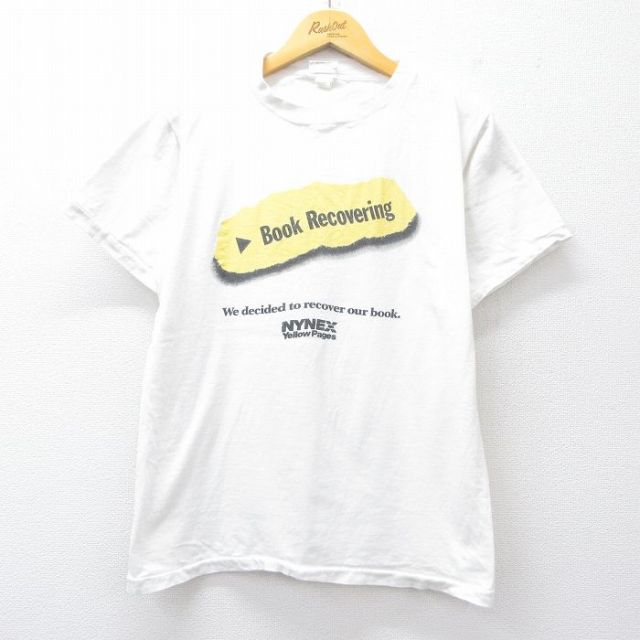 【20%OFF】M★古着 半袖 ビンテージ Tシャツ メンズ 00年代 00s Book Recovering コットン クルーネック 白 ホワイト 25aug01 中古