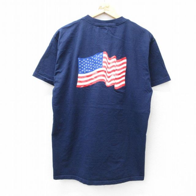 フルーツオブザルーム 00s 半袖Tシャツ 星条旗 ネイビー L | 古着