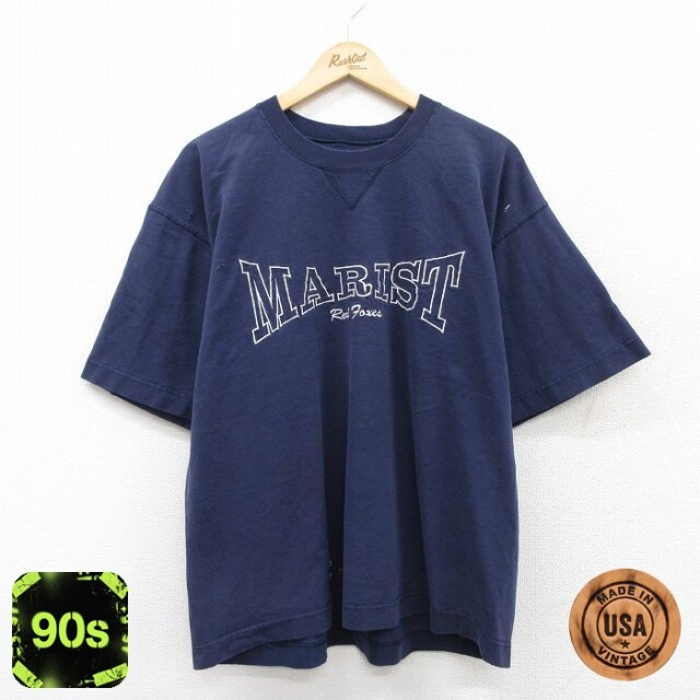 ラッセル 90s 半袖Tシャツ マリストレッドフォクシーズ刺繍 ネイビー XL | 古着