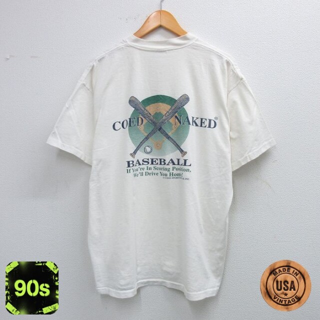 COED NAKED 90s 半袖Tシャツ 野球 ホワイト XL | 古着