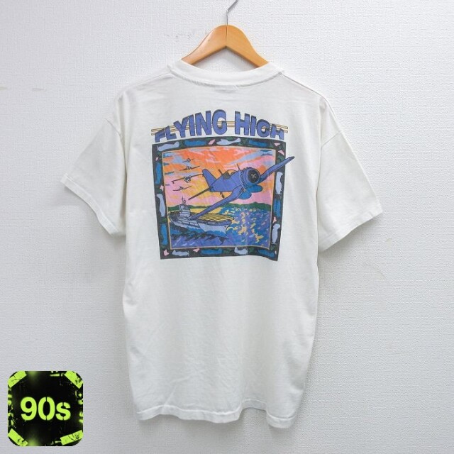 ヘインズ 90s 半袖Tシャツ FLYING HIGH ホワイト XL | 古着
