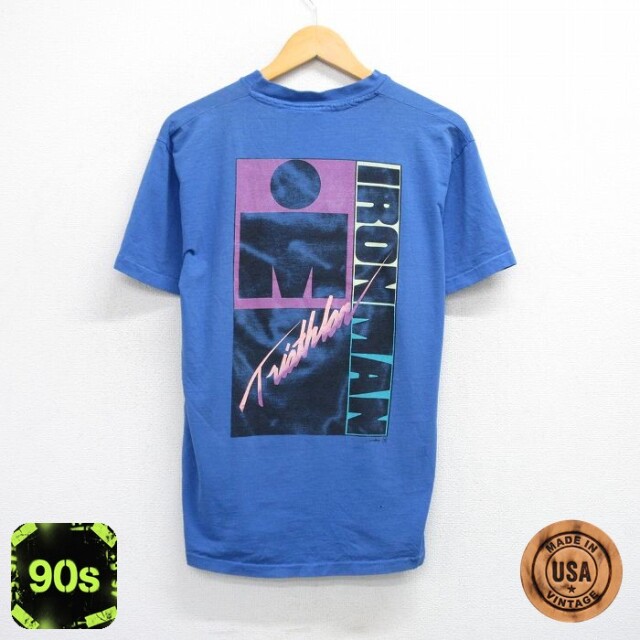 90s 半袖Tシャツ トライアスロン アイアンマン ブルー L | 古着