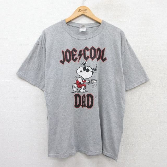 【20%OFF】XL★古着 半袖 ビンテージ Tシャツ メンズ 00年代 00s ピーナッツ スヌーピー SNOOPY 大きいサイズ クルーネック グレー 霜降り 25aug02 中古