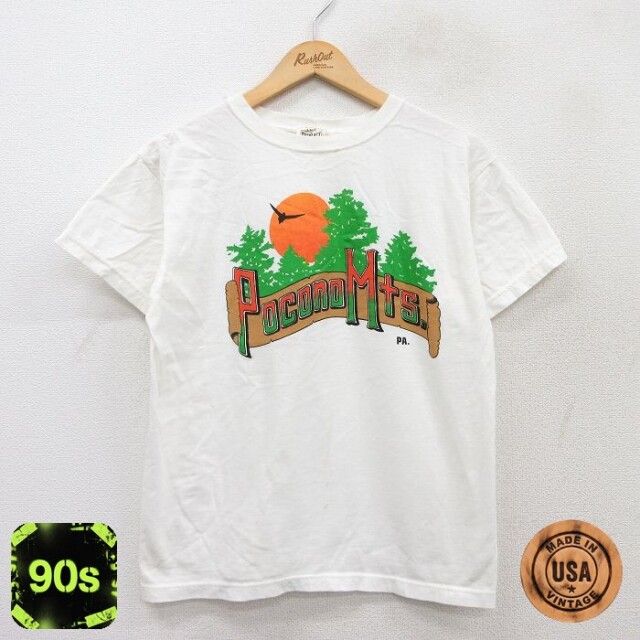 【50%OFF】90s 半袖Tシャツ Pocono Mts ホワイト M | 古着