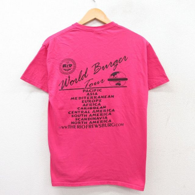 00s 半袖Tシャツ World Burger Tour 濃ピンク M | 古着