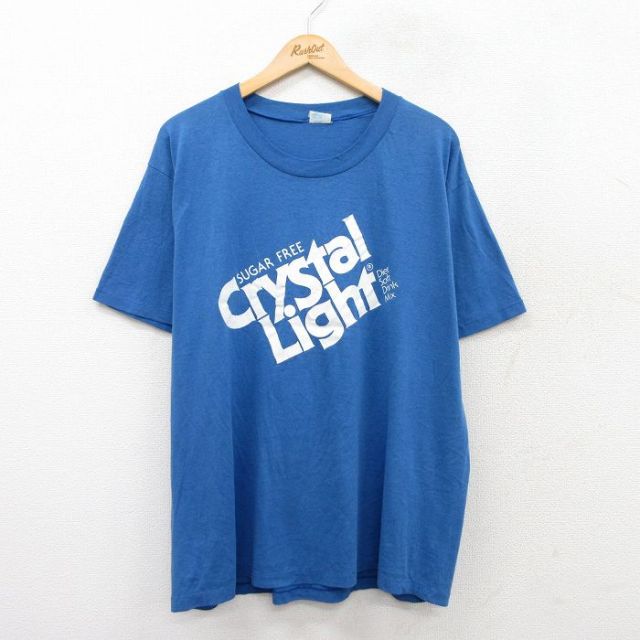 【50%OFF】XL★古着 半袖 ビンテージ Tシャツ メンズ 80年代 80s Crystal Light クルーネック 青 ブルー 25aug04 中古