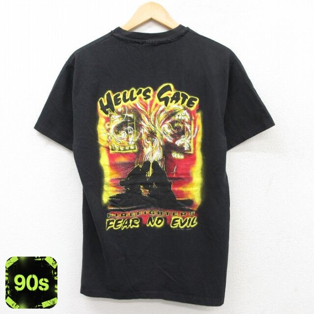【50%OFF】ヘインズ 90s 半袖Tシャツ HELLS GATEプリント ブラック M | 古着