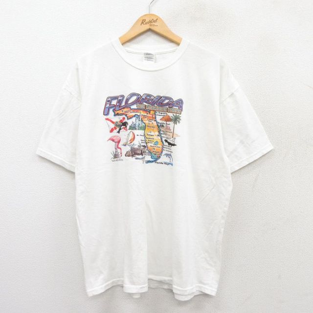00s 半袖Tシャツ フロリダシャチワニ ホワイト XL | 古着