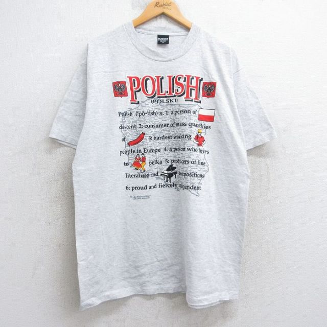 HAGGAR 90s 半袖Tシャツ POLISH地図 グレー XL | 古着