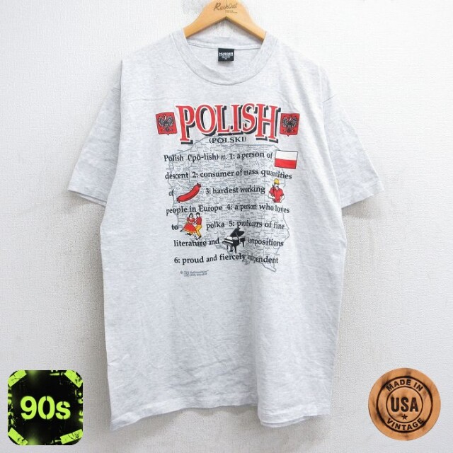 HAGGAR 90s 半袖Tシャツ POLISH地図 グレー XL | 古着