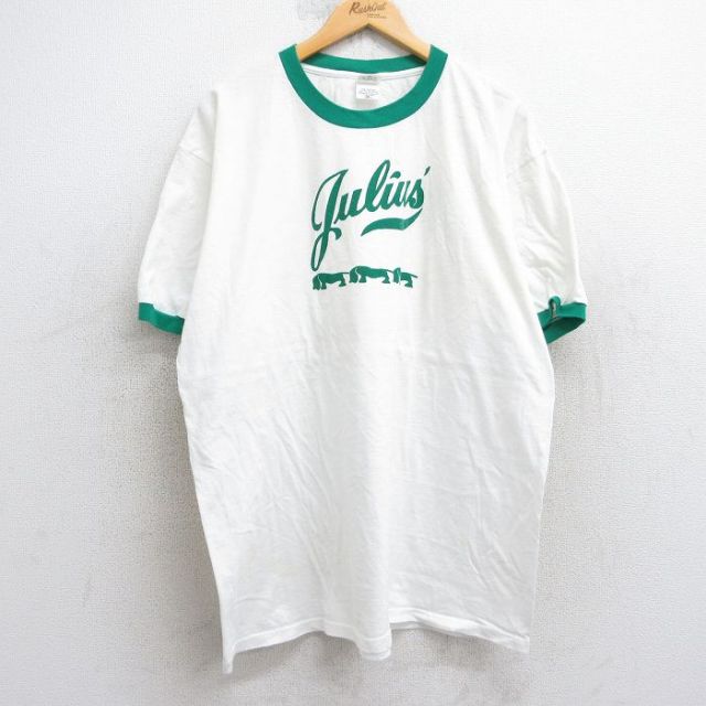 XL★古着 半袖 ビンテージ Tシャツ メンズ 00年代 00s 犬 Julius 大きいサイズ コットン クルーネック 白 ホワイト リンガー 25aug05 中古