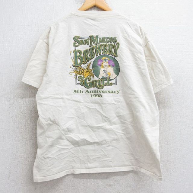 オニータ 90s 半袖Tシャツ SANMARCOS BREWERY 生成り ベージュ XL | 古着
