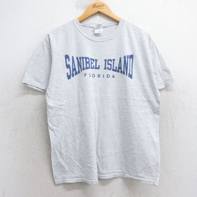 L★古着 半袖 ビンテージ Tシャツ メンズ 00年代 00s サニベル フロリダ クルーネック 薄グレー 霜降り 25aug05 中古