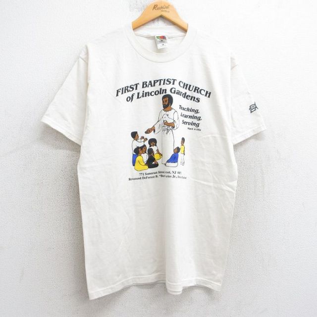 L★古着 フルーツオブザルーム 半袖 ビンテージ Tシャツ メンズ 00年代 00s リンカーンガーデンズ ファーストバプテスト教会 クルーネック 生成り 25aug05 中古