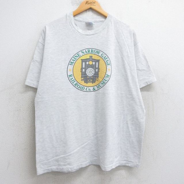 ヘインズ 90s 半袖Tシャツ 機関車 グレー XL | 古着