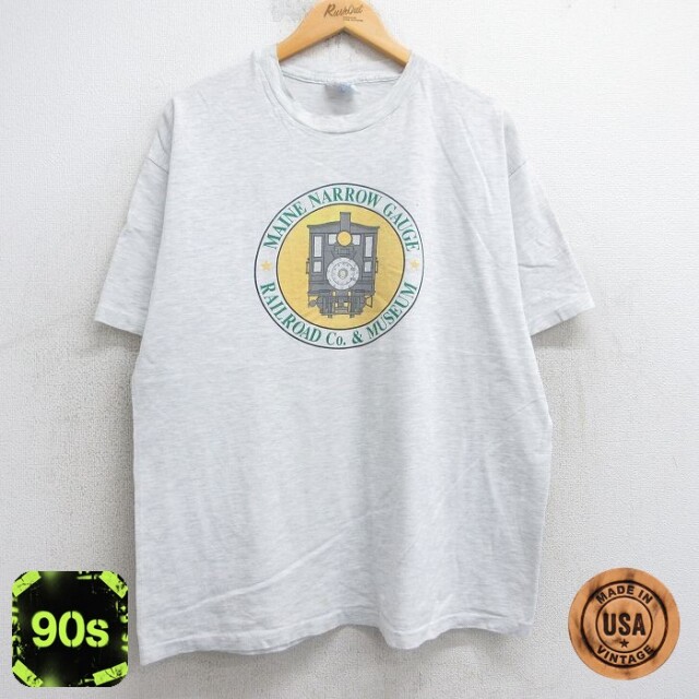 ヘインズ 90s 半袖Tシャツ 機関車 グレー XL | 古着