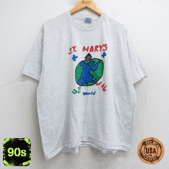 ヘインズ 90s 半袖Tシャツ 地球 グレー XL | 古着