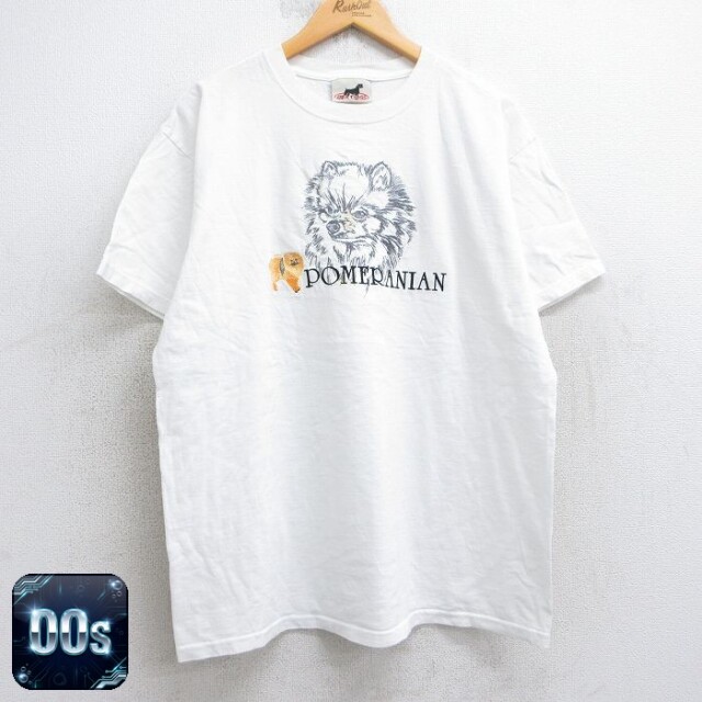 【50%OFF】00s 半袖Tシャツ ポメラニアン刺繍 ホワイト XL | 古着