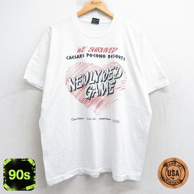 フルーツオブザルーム 90s 半袖Tシャツ NEWLYWED GAMEプリント ホワイト XL | 古着