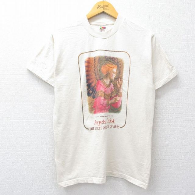 古着 フルーツオブザルーム 半袖 ビンテージ Tシャツ メンズ 00年代 00s フラアンジェリコ コットン クルーネック 生成り spe  中古 古着 古着通販 M☆古着 フルーツオブザルーム 半袖 ビンテージ Tシャツ