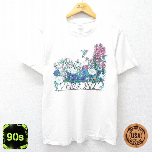 90s 半袖Tシャツ 花 ホワイト M | 古着