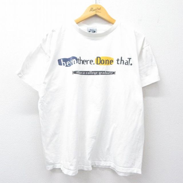 XL★古着 半袖 ビンテージ Tシャツ メンズ 90年代 90s been there コットン クルーネック USA製 白 ホワイト 25aug06 中古
