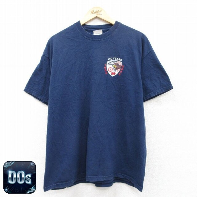 ヘインズ 00s 半袖Tシャツ 消防署 ネイビー XL | 古着
