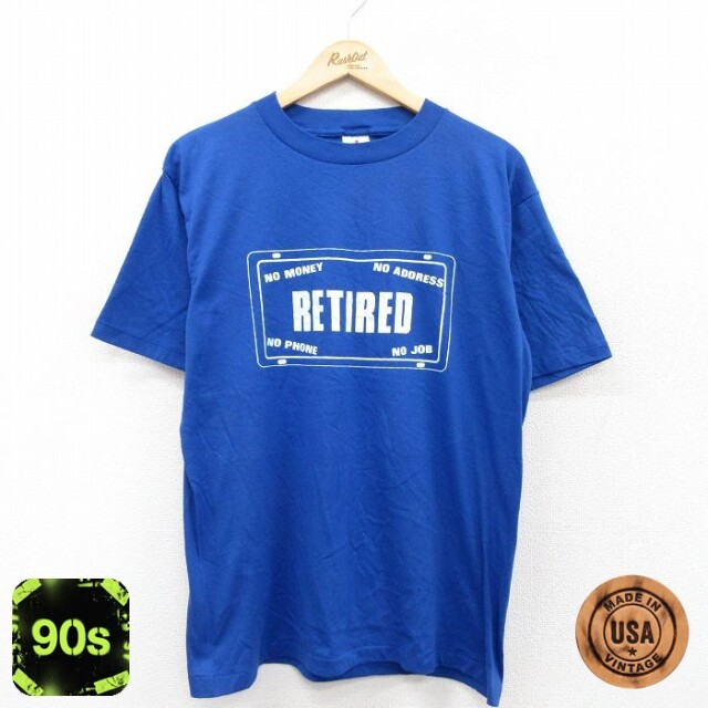 90s 半袖Tシャツ RETIRED ブルー L | 古着