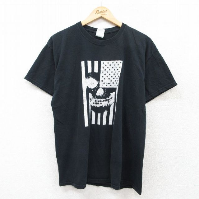 00s 半袖Tシャツ 星条旗スカル ブラック L | 古着