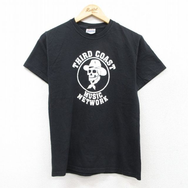 【20%OFF】S★古着 ヘインズ Hanes 半袖 ビンテージ Tシャツ メンズ 00年代 00s KETWORK スカル コットン クルーネック 黒 ブラック 25aug07 中古