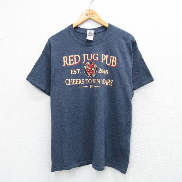 00s 半袖Tシャツ RED JUG PUBプリント ネイビー L | 古着