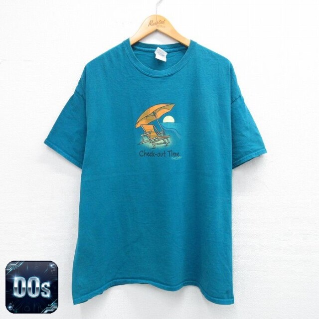 00s 半袖Tシャツ ビーチパラソル グリーン XL | 古着