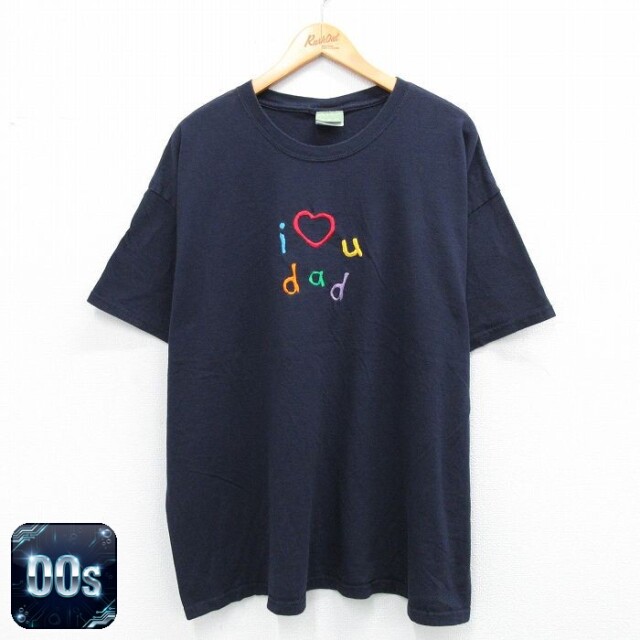 00s 半袖Tシャツ dad刺繍 ネイビー XL | 古着