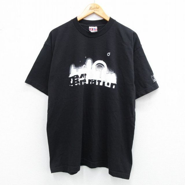 XL★古着 半袖 ビンテージ Tシャツ メンズ 00年代 00s next generation コットン クルーネック USA製 黒 ブラック 25aug07 中古