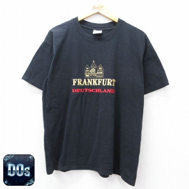 00s 半袖Tシャツ FRANKFURT刺繍 ブラック XL | 古着