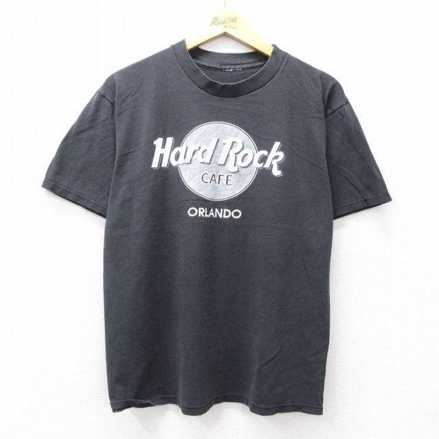 L★古着 半袖 ビンテージ Tシャツ メンズ 00年代 00s ハードロックカフェ オーランド クルーネック 黒 ブラック 25aug08 中古