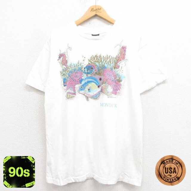 90s 半袖Tシャツ 魚 ホワイト L | 古着
