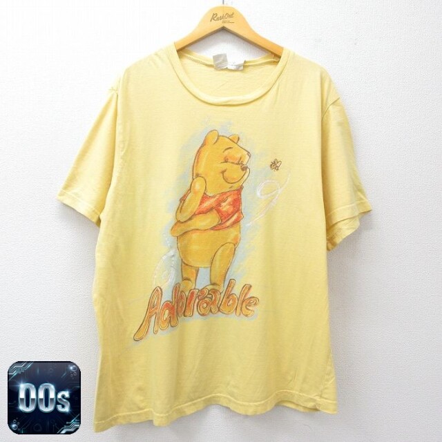 ディズニー 00s 半袖Tシャツ くまのプーさんラメ イエロー XL | 古着