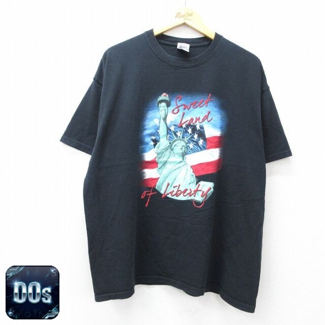 00s 半袖Tシャツ 自由の女神星条旗 ブラック XL | 古着
