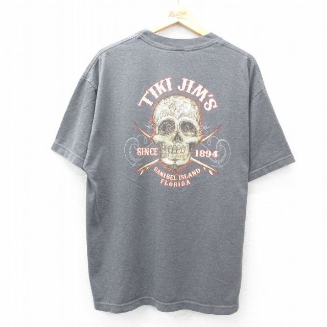 00s 半袖Tシャツ TIKI JIMSスカル グレー XL | 古着