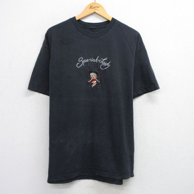 ベティブープ 半袖Tシャツ 刺繍 ブラック XL | 古着