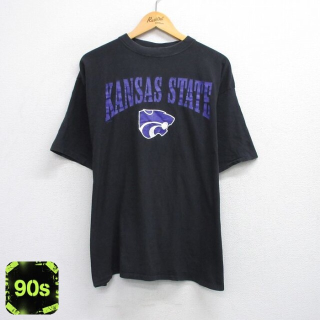 マジェスティック 90s 半袖Tシャツ KANSAS ブラック XL | 古着